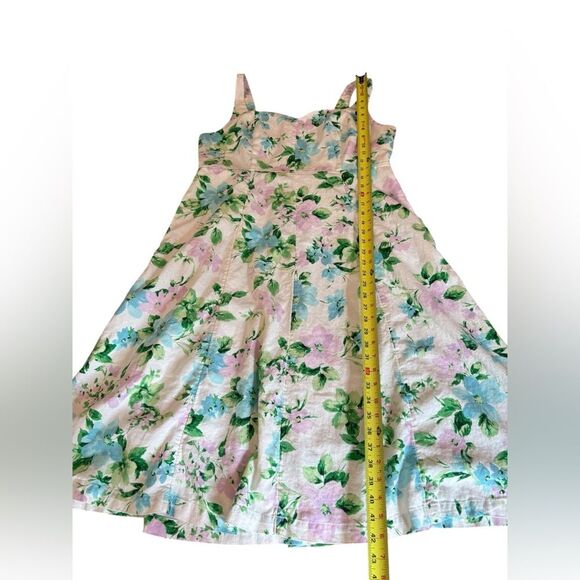 Old Navy Fit & Flare Linen Blend Midi Dress Smocked Floral Womens XL Petite - Picture 9 of 9